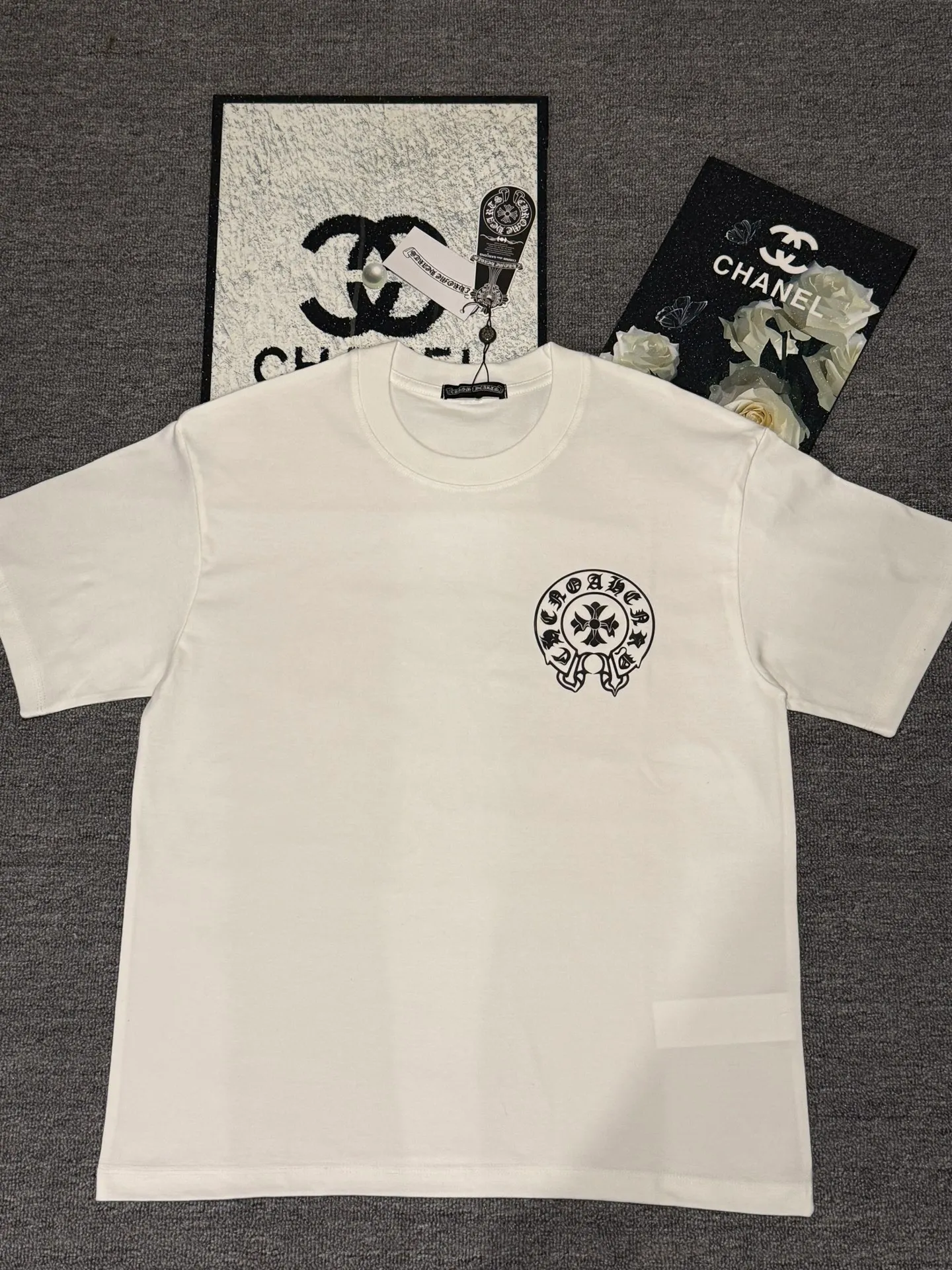 （ ） :YH 002 CH LOGO 1:1 Same Style 32 Breathable 1x 1 oversize 1:1 :White Black Size:S-XL